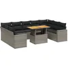 Image de vidaXL - 10-delige - Loungeset - met - kussens - poly - rattan - grijs