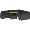 Image de vidaXL - 10-delige - Loungeset - met - kussens - poly - rattan - zwart