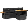 Image de vidaXL - 5-delige - Loungeset - met - kussens - poly - rattan - zwart