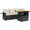 Image de vidaXL - 5-delige - Loungeset - met - kussens - poly - rattan - zwart