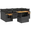 Image de vidaXL - 7-delige - Loungeset - met - kussens - poly - rattan - zwart