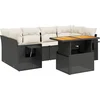 Image de vidaXL - 7-delige - Loungeset - met - kussens - poly - rattan - zwart