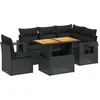 Image de vidaXL - 6-delige - Loungeset - met - kussens - poly - rattan - zwart