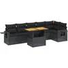 Image de vidaXL - 7-delige - Loungeset - met - kussens - poly - rattan - zwart