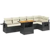 Image de vidaXL - 7-delige - Loungeset - met - kussens - poly - rattan - zwart
