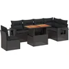 Image de vidaXL - 7-delige - Loungeset - met - kussens - poly - rattan - zwart