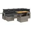 Image de vidaXL - 7-delige - Loungeset - met - kussens - poly - rattan - grijs