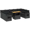 Image de vidaXL - 10-delige - Loungeset - met - kussens - poly - rattan - zwart