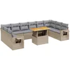 Image de vidaXL - 11-delige - Tuinset - met - kussens - poly - rattan - beige