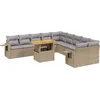 Image de vidaXL - 11-delige - Tuinset - met - kussens - poly - rattan - beige