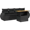Image de vidaXL - 5-delige - Loungeset - met - kussens - poly - rattan - zwart