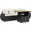 Image de vidaXL - 5-delige - Loungeset - met - kussens - poly - rattan - zwart
