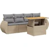 Image de vidaXL - 5-delige - Loungeset - met - kussens - poly - rattan - beige