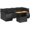 Image de vidaXL - 7-delige - Loungeset - met - kussens - poly - rattan - zwart