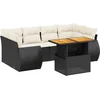Image de vidaXL - 7-delige - Loungeset - met - kussens - poly - rattan - zwart