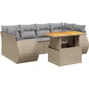 Image de vidaXL - 7-delige - Loungeset - met - kussens - poly - rattan - beige
