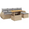 Image de vidaXL - 6-delige - Loungeset - met - kussens - poly - rattan - beige