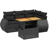 Image de vidaXL - 5-delige - Loungeset - met - kussens - poly - rattan - zwart
