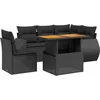 Image de vidaXL - 6-delige - Loungeset - met - kussens - poly - rattan - zwart