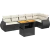 Image de vidaXL - 7-delige - Loungeset - met - kussens - poly - rattan - zwart
