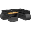 Image de vidaXL - 7-delige - Loungeset - met - kussens - poly - rattan - zwart