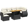 Image de vidaXL - 7-delige - Loungeset - met - kussens - poly - rattan - zwart
