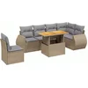 Image de vidaXL - 7-delige - Loungeset - met - kussens - poly - rattan - beige