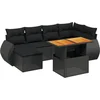 Image de vidaXL - 7-delige - Loungeset - met - kussens - poly - rattan - zwart