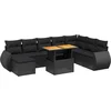Image de vidaXL - 9-delige - Loungeset - met - kussens - poly - rattan - zwart
