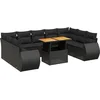 Image de vidaXL - 10-delige - Loungeset - met - kussens - poly - rattan - zwart