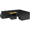 Image de vidaXL - 10-delige - Loungeset - met - kussens - poly - rattan - zwart