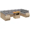 Image de vidaXL - 11-delige - Tuinset - met - kussens - poly - rattan - beige