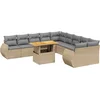 Image de vidaXL - 11-delige - Tuinset - met - kussens - poly - rattan - beige
