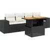 Image de vidaXL - 5-delige - Loungeset - met - kussens - poly - rattan - zwart