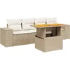 Image de vidaXL - 5-delige - Loungeset - met - kussens - poly - rattan - beige