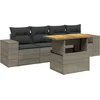 Image de vidaXL - 5-delige - Loungeset - met - kussens - poly - rattan - grijs