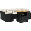 Image de vidaXL - 7-delige - Loungeset - met - kussens - poly - rattan - zwart