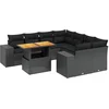 Image de vidaXL - 9-delige - Loungeset - met - kussens - poly - rattan - zwart