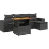 Image de vidaXL - 6-delige - Loungeset - met - kussens - poly - rattan - zwart