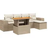 Image de vidaXL - 6-delige - Loungeset - met - kussens - poly - rattan - beige