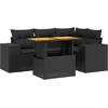 Image de vidaXL - 5-delige - Loungeset - met - kussens - poly - rattan - zwart