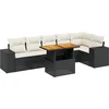 Image de vidaXL - 7-delige - Loungeset - met - kussens - poly - rattan - zwart