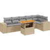 Image de vidaXL - 7-delige - Loungeset - met - kussens - poly - rattan - beige