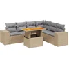 Image de vidaXL - 7-delige - Loungeset - met - kussens - poly - rattan - beige