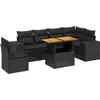 Image de vidaXL - 7-delige - Loungeset - met - kussens - poly - rattan - zwart