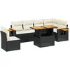 Image de vidaXL - 7-delige - Loungeset - met - kussens - poly - rattan - zwart