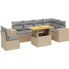 Image de vidaXL - 7-delige - Loungeset - met - kussens - poly - rattan - beige
