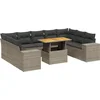Image de vidaXL - 10-delige - Loungeset - met - kussens - poly - rattan - grijs