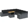 Image de vidaXL - 11-delige - Loungeset - met - kussens - poly - rattan - zwart