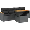 Image de vidaXL - 5-delige - Loungeset - met - kussens - poly - rattan - zwart